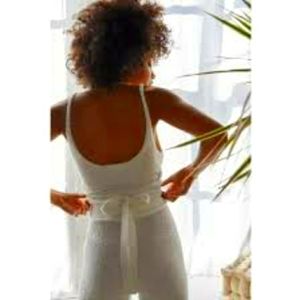 UO White Out From Under Cropped Wrap Lounge Sweater Boucle Tank size Large